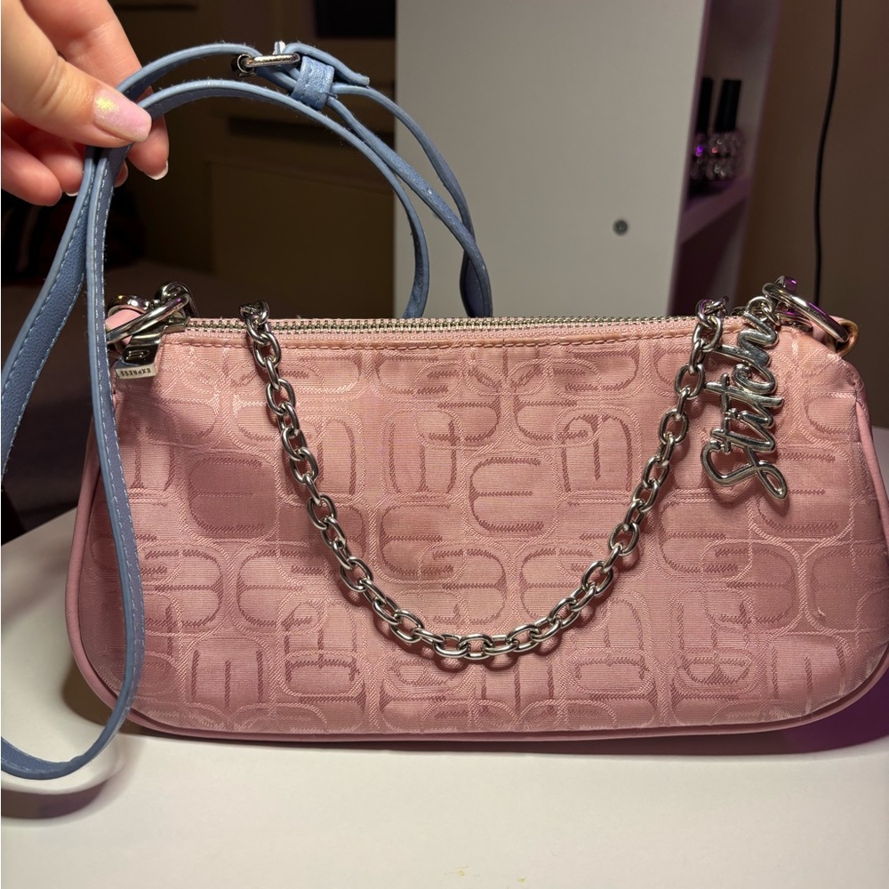 Express Pink Monogram Crossbody Bag with Bag Charm
